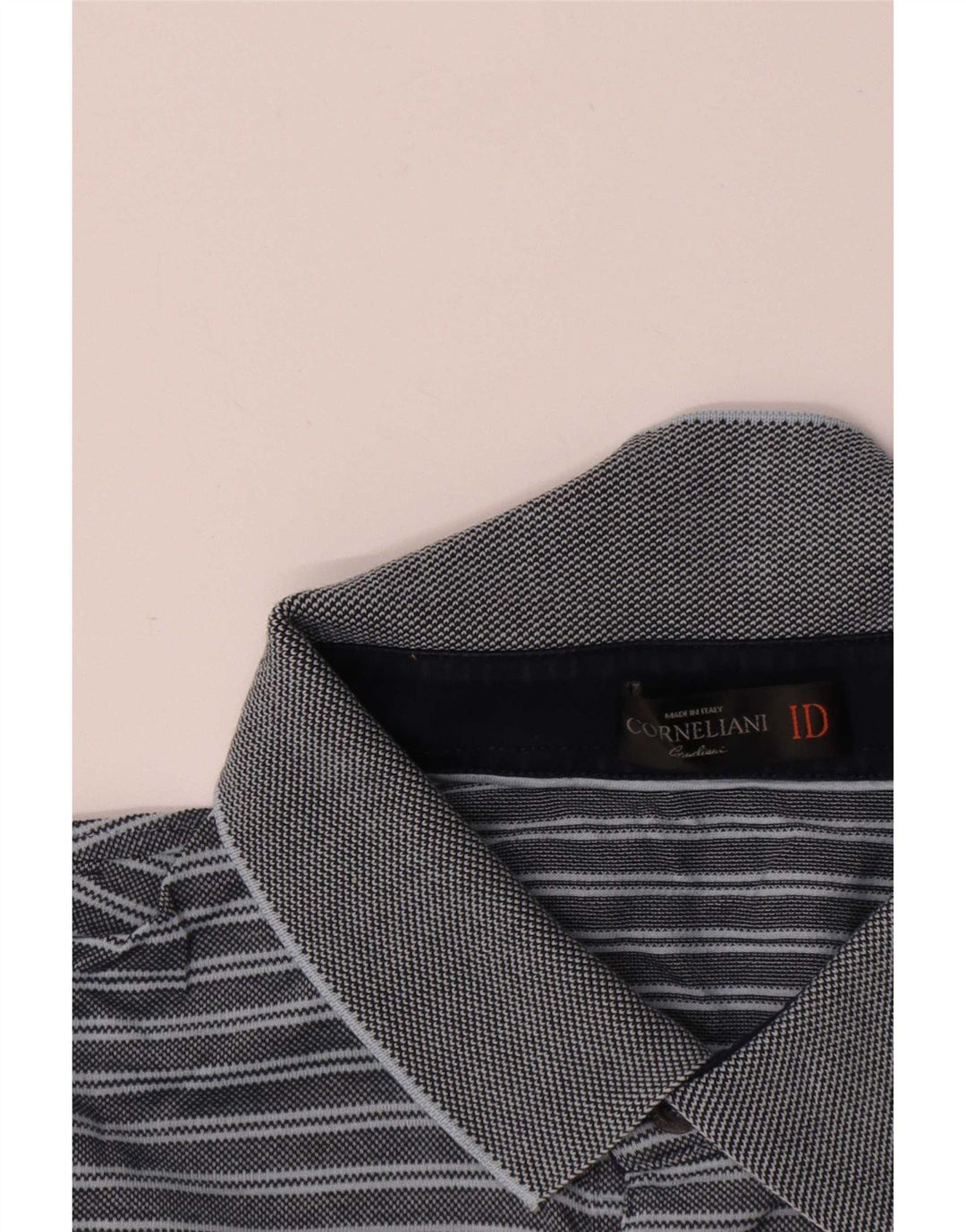 Corneliani Herre poloshirt IT 52 Stor blå stribet polyester