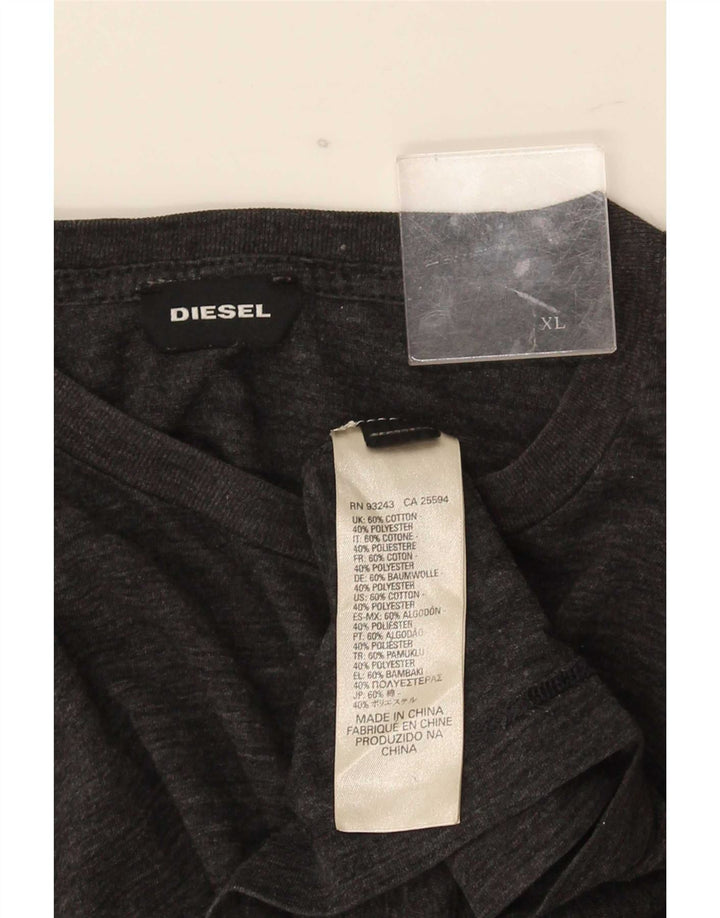 Diesel Herre T-Shirt Top XL Grå Flecked Bomuld