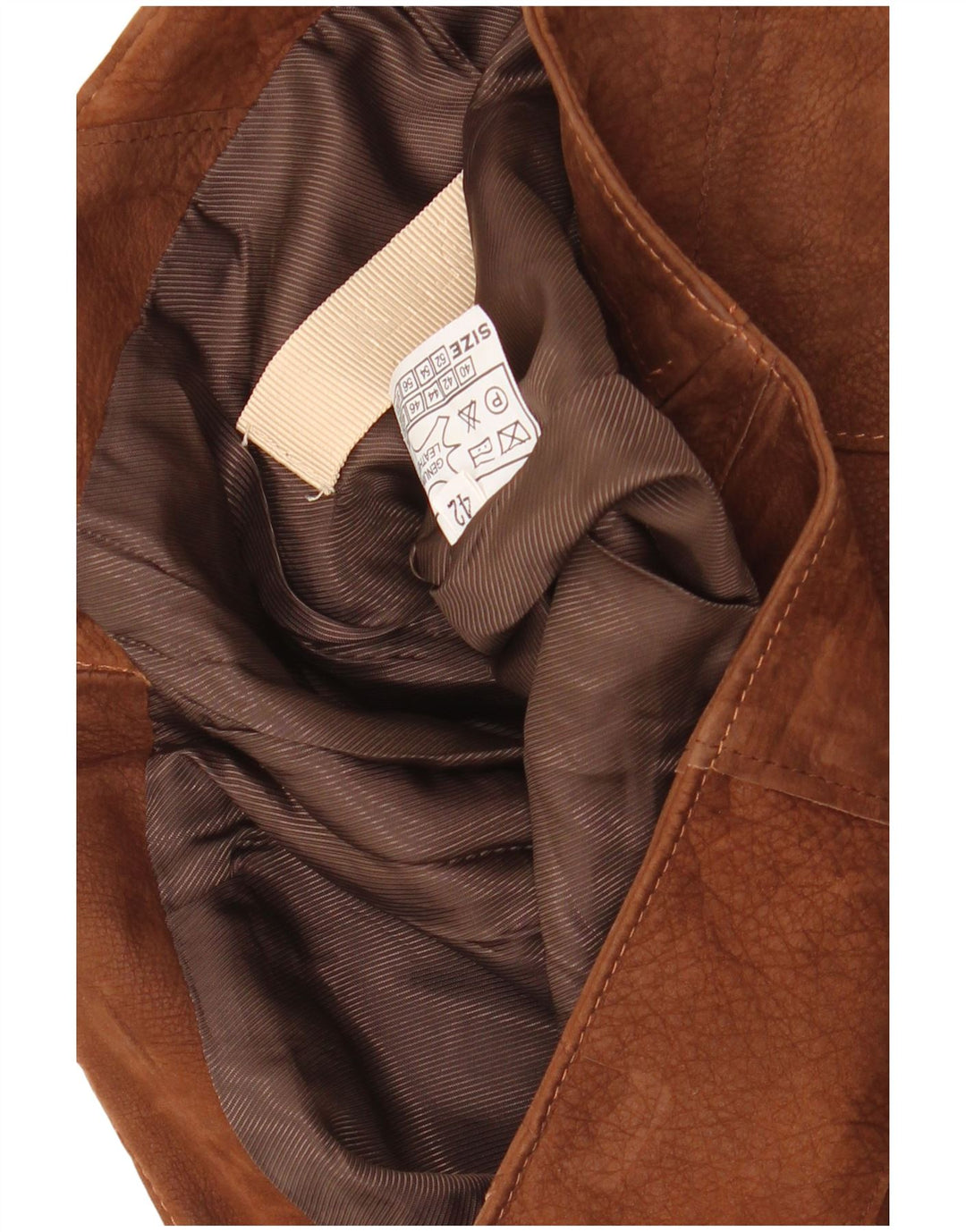 VINTAGE Lædernederdel til kvinder IT 42 Medium W30 Brun Patchwork-læder