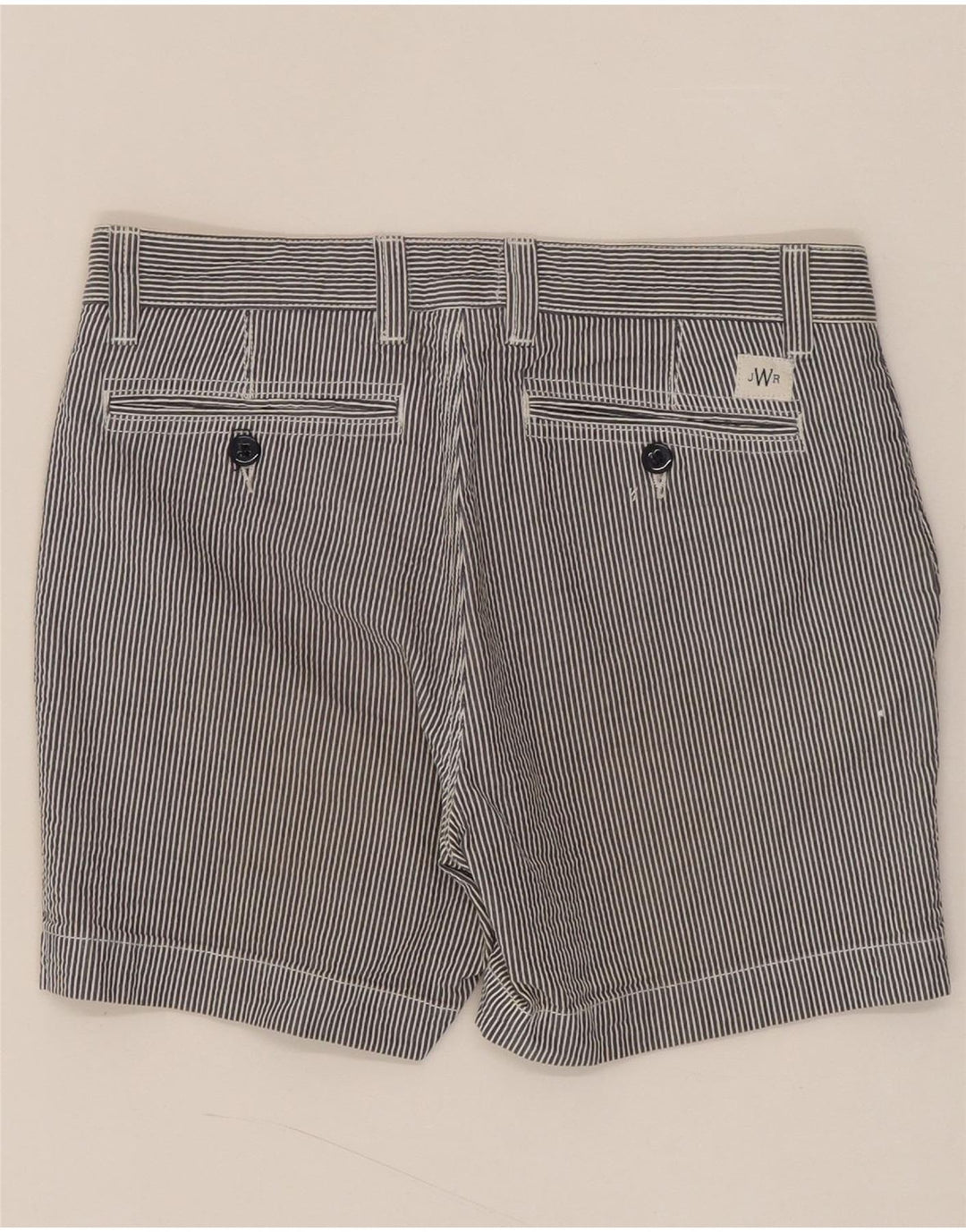 WOOLRICH Womens Chino Shorts W29 Medium Navy Blue Pinstripe Vintage Woolrich and Second-Hand Woolrich from Messina Hembry 