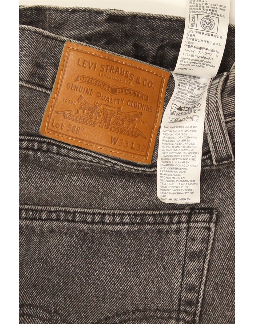 Levi's Herre løse jeans W33 L32 Grå bomuld