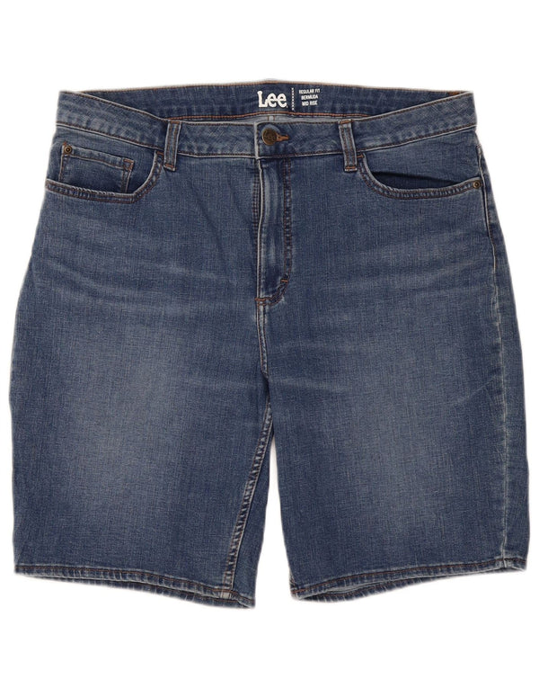 Lee Womens Mid Rise Regular Fit Bermuda-denimshorts US 18 2XL W36 Blå