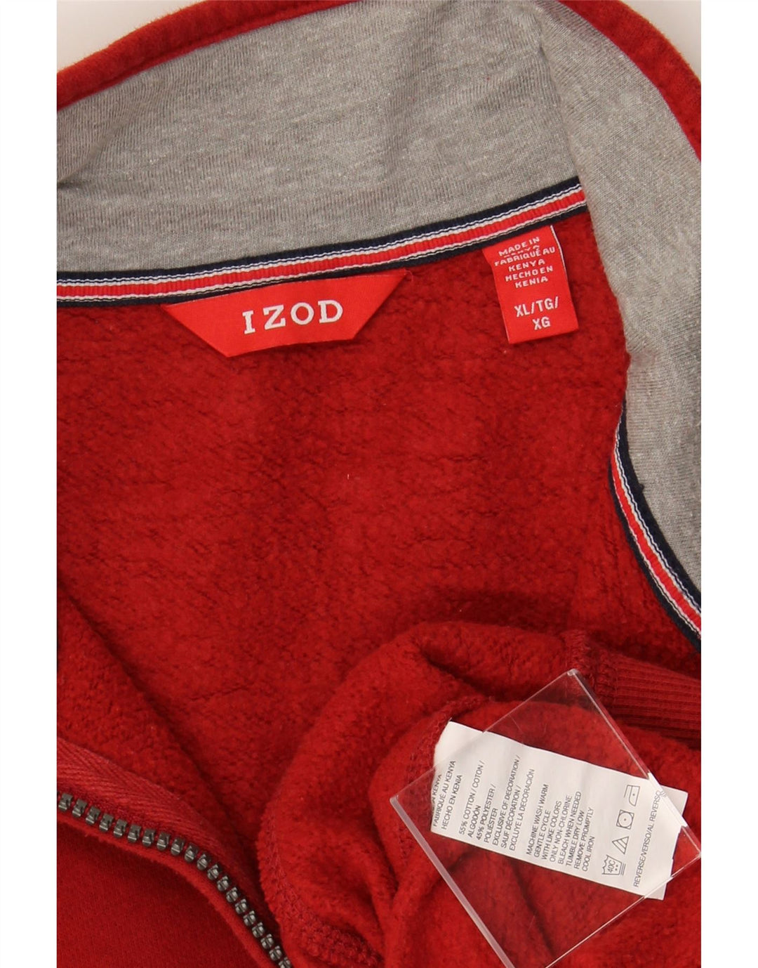 IZOD Sweatshirt med lynlås til mænd XL rød bomuld