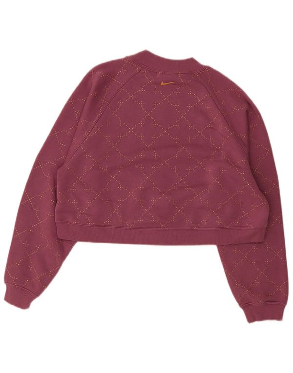 Nike Womens Crop Oversized Sweatshirt Jumper UK 6 XS Burgundy ternet bomuld