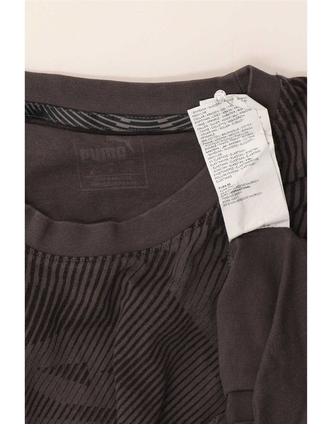 Puma Herre T-Shirt Top Stor Grå Geometrisk Bomuld