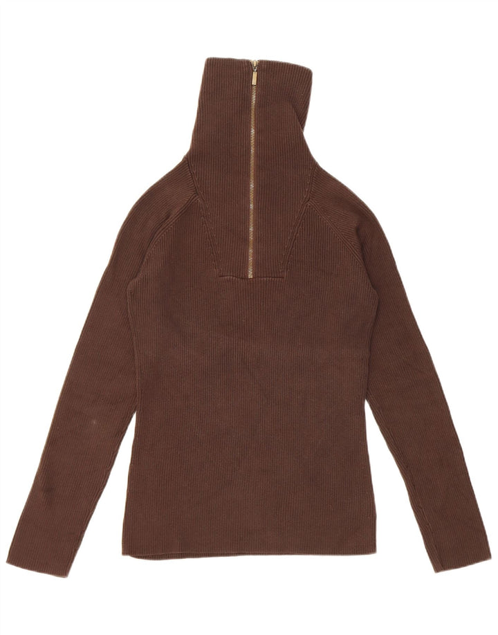 Eddie Bauer Dame Sweater med lynlås-hals UK 12 Medium Brun Bomuld