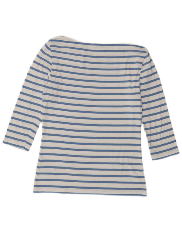 Tommy Hilfiger Womens Top 3/4 Sleeve UK 10 Small Blue Striped Cotton