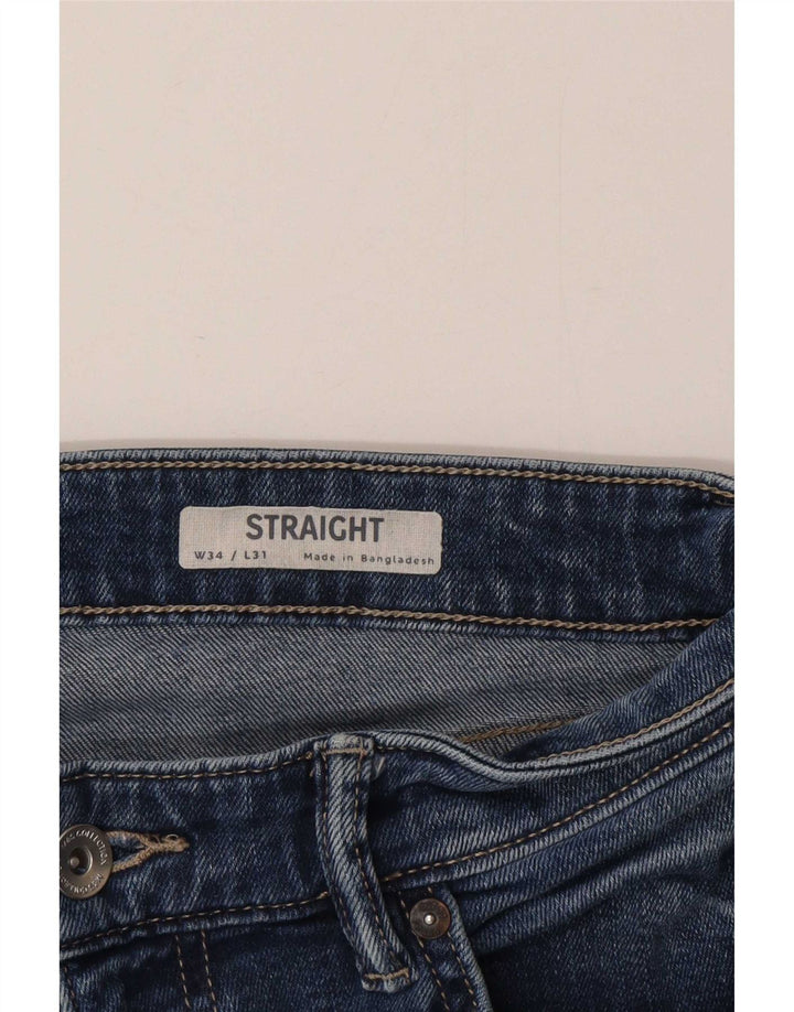 Marks & Spencer Straight Jeans til mænd W34 L31 Blå bomuld