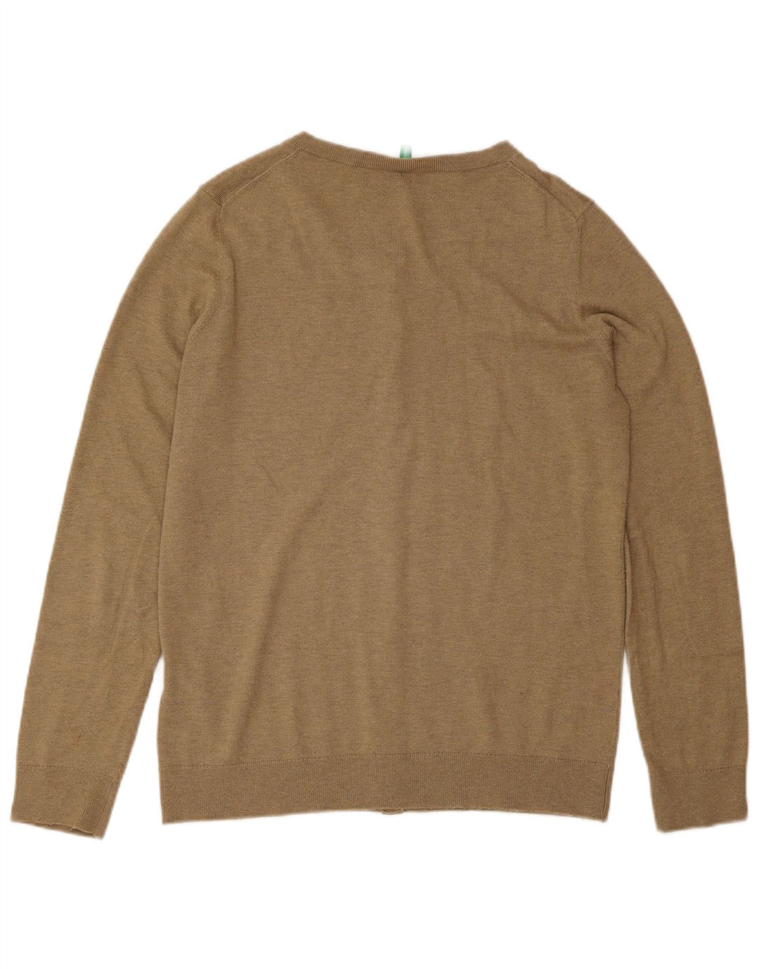 Benetton Dame Cardigan Sweater UK 12 Medium Brun Polyamid