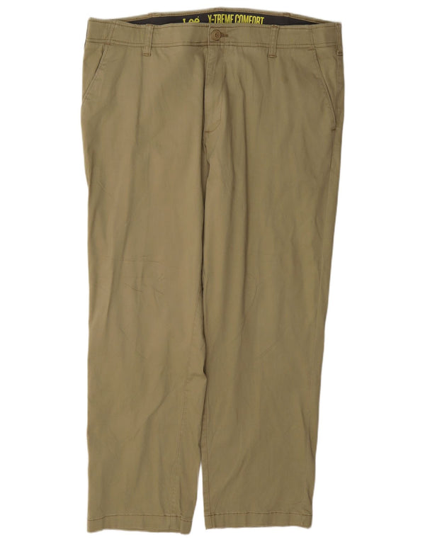 Lee Mens Extreme Comfort Lige Chinobukser W38 L30 Khaki Bomuld