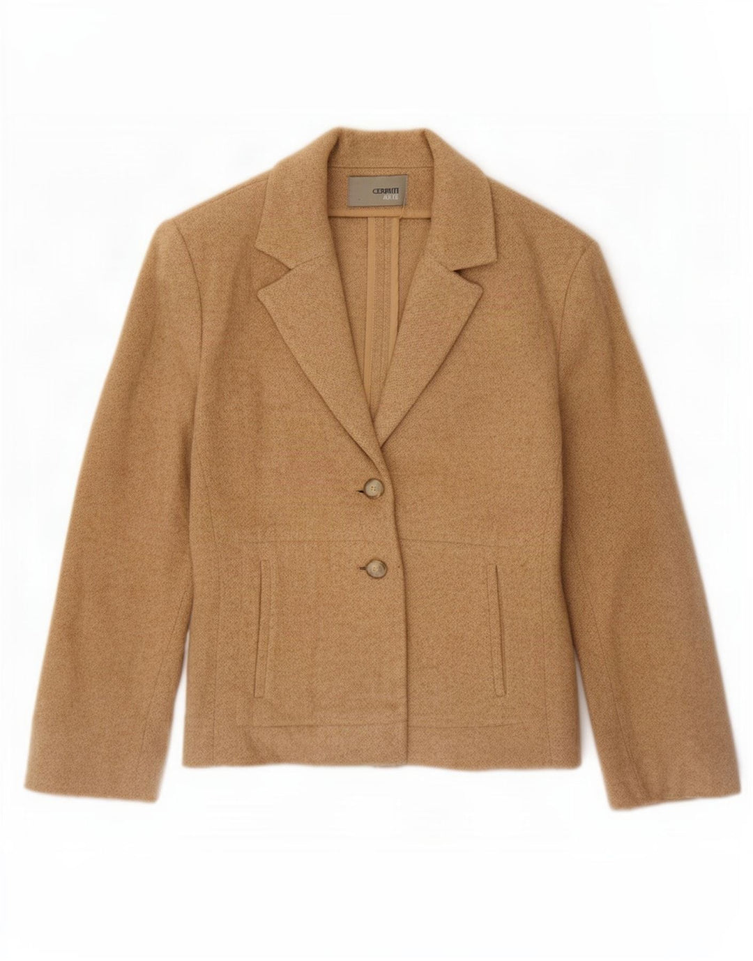 Cerruti Dame 2 Button Blazer Jacket EU 36 Small Beige Camelhair