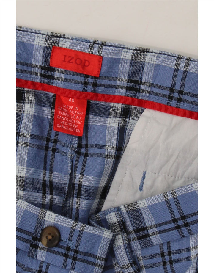 IZOD Mens Chino Shorts W40 XL Blue Check Polyester Vintage Izod and Second-Hand Izod from Messina Hembry 