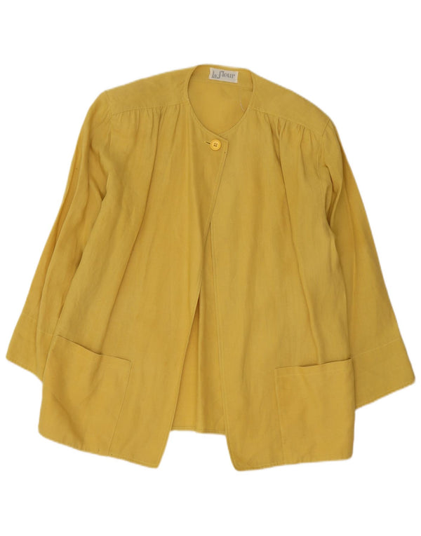 Vintage Dame 1 Knap Blazer Jakke UK 16 Stor Gul