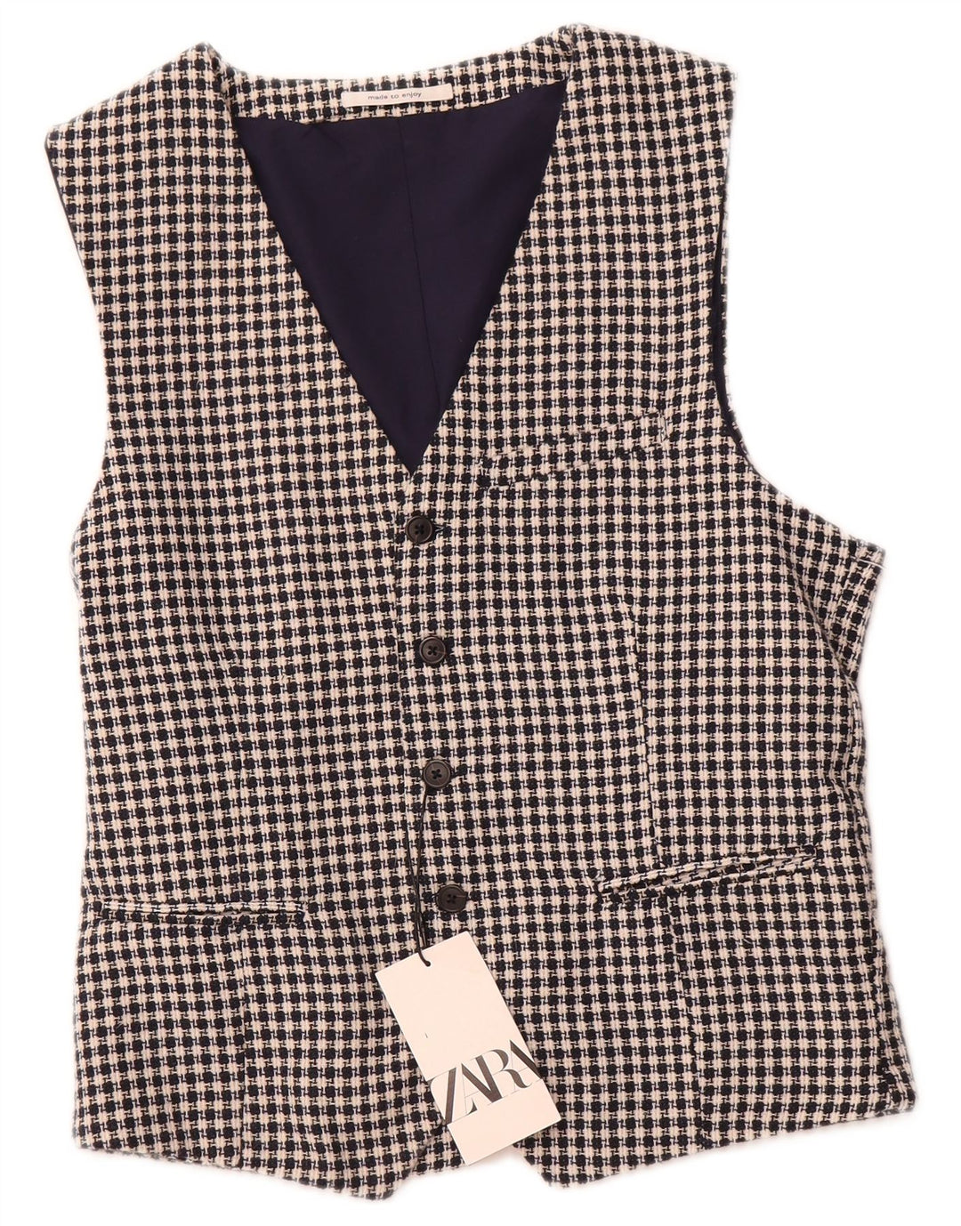 ZARA veste til mænd Medium marineblå Houndstooth bomuld