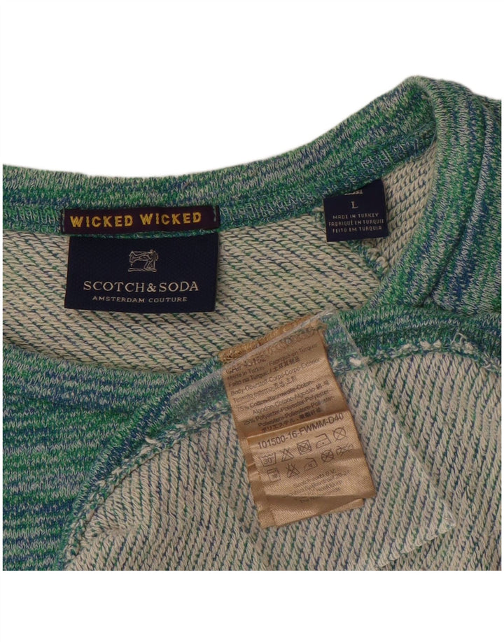 SCOTCH & SODA Dame Boat Neck Jumper Sweater UK 16 Large Green Flecked