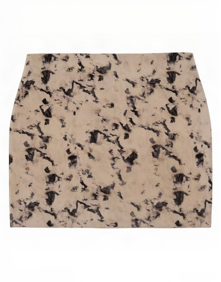 Zara kvinders abstrakt mønster mini nederdel Large W30 Beige