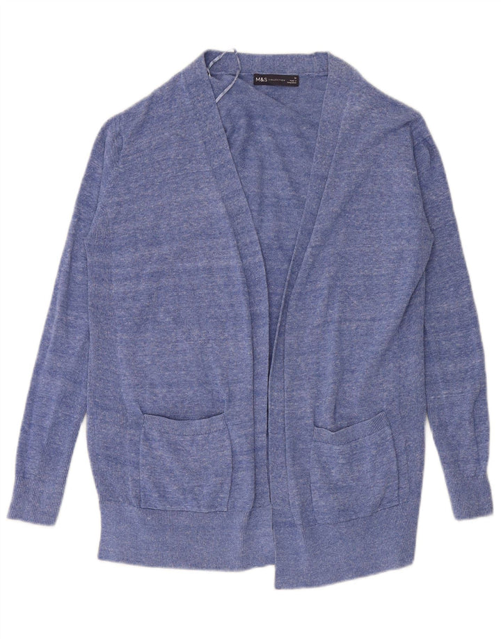 Marks & Spencer Womens Open Cardigan Sweater UK 10 Small Blue Flecked
