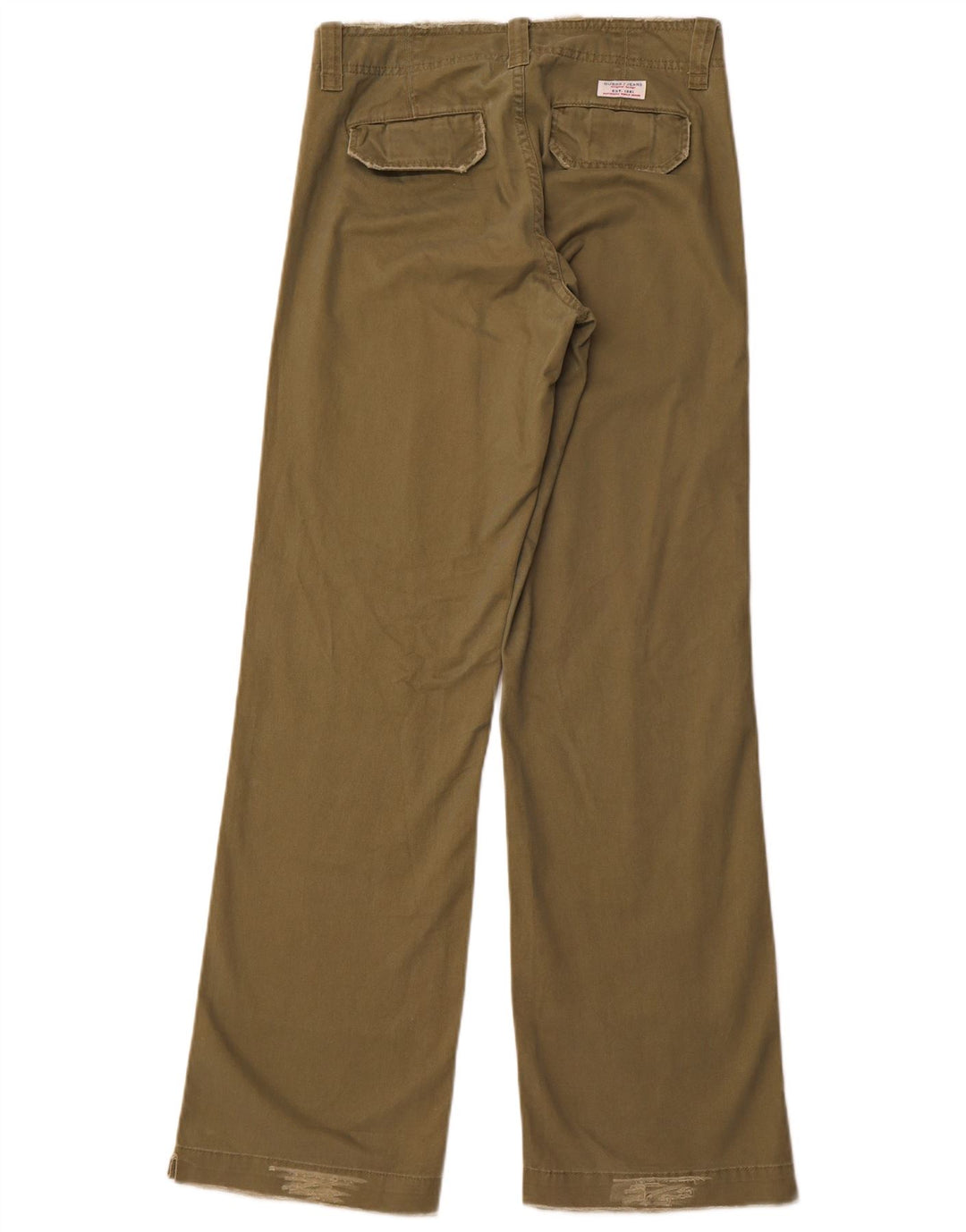 GUESS Dame Distressed Bootcut Chino-bukser W29 L33 Grøn bomuld