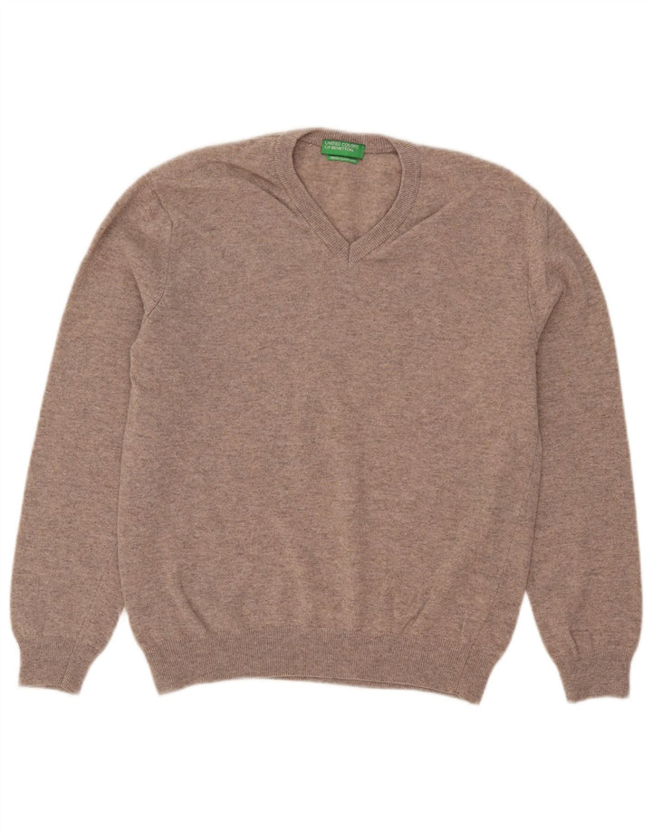 Benetton Herre V-hals sweater lille beige uld