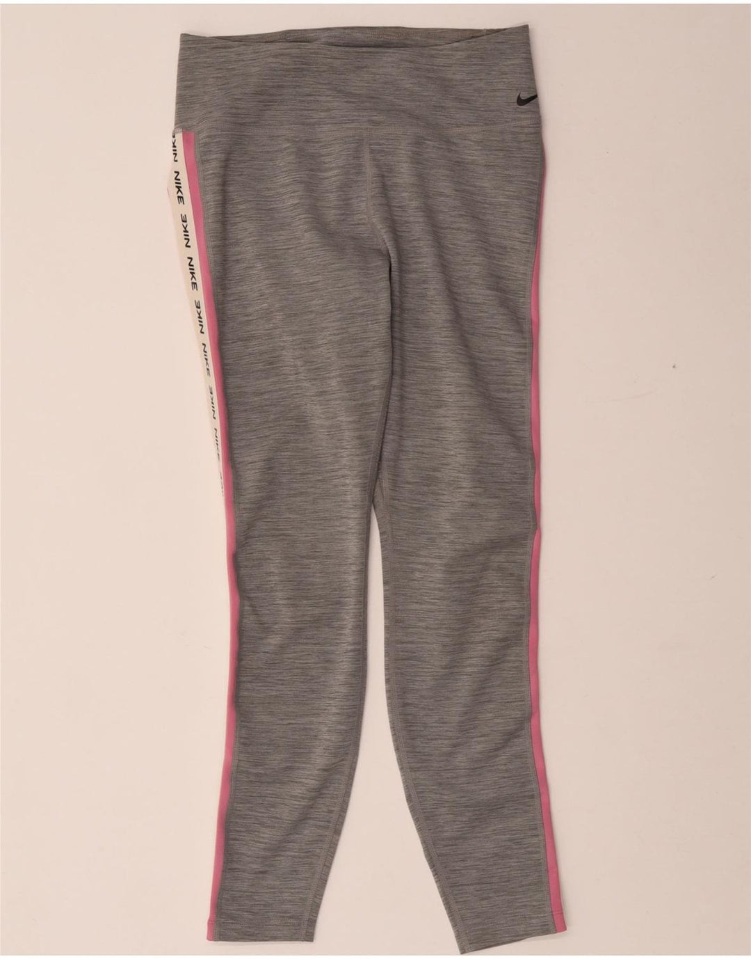 Nike Dame Dri Fit Grafiske Leggings UK 12 Medium Grey Flecked Polyester