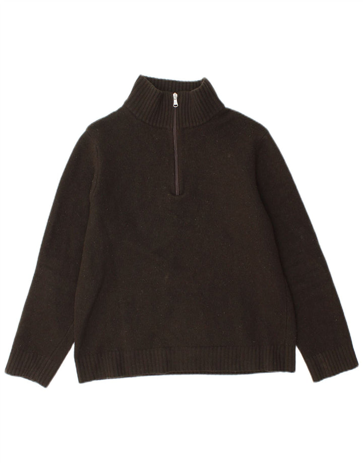 BENETTON sweater med lynlås til kvinder, lille Khaki Ny uld