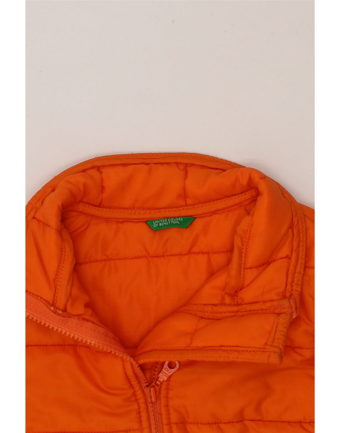 BENETTON Girls Padded Gilet 7-8 Years Medium Orange Polyamide Vintage Benetton and Second-Hand Benetton from Messina Hembry 