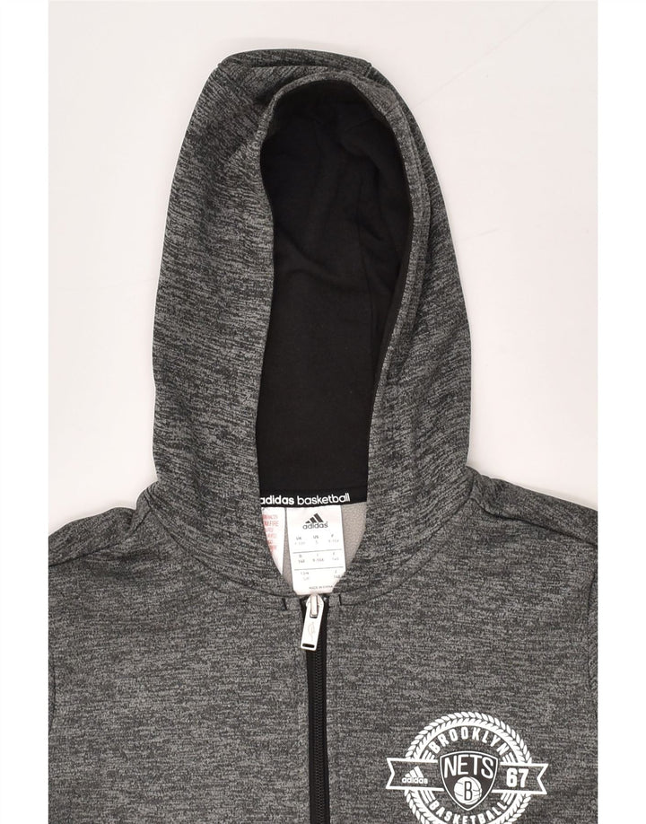 ADIDAS Boys Graphic Zip Hoodie Sweater 9-10 Years Grey Polyester | Vintage Adidas | Thrift | Second-Hand Adidas | Used Clothing | Messina Hembry 