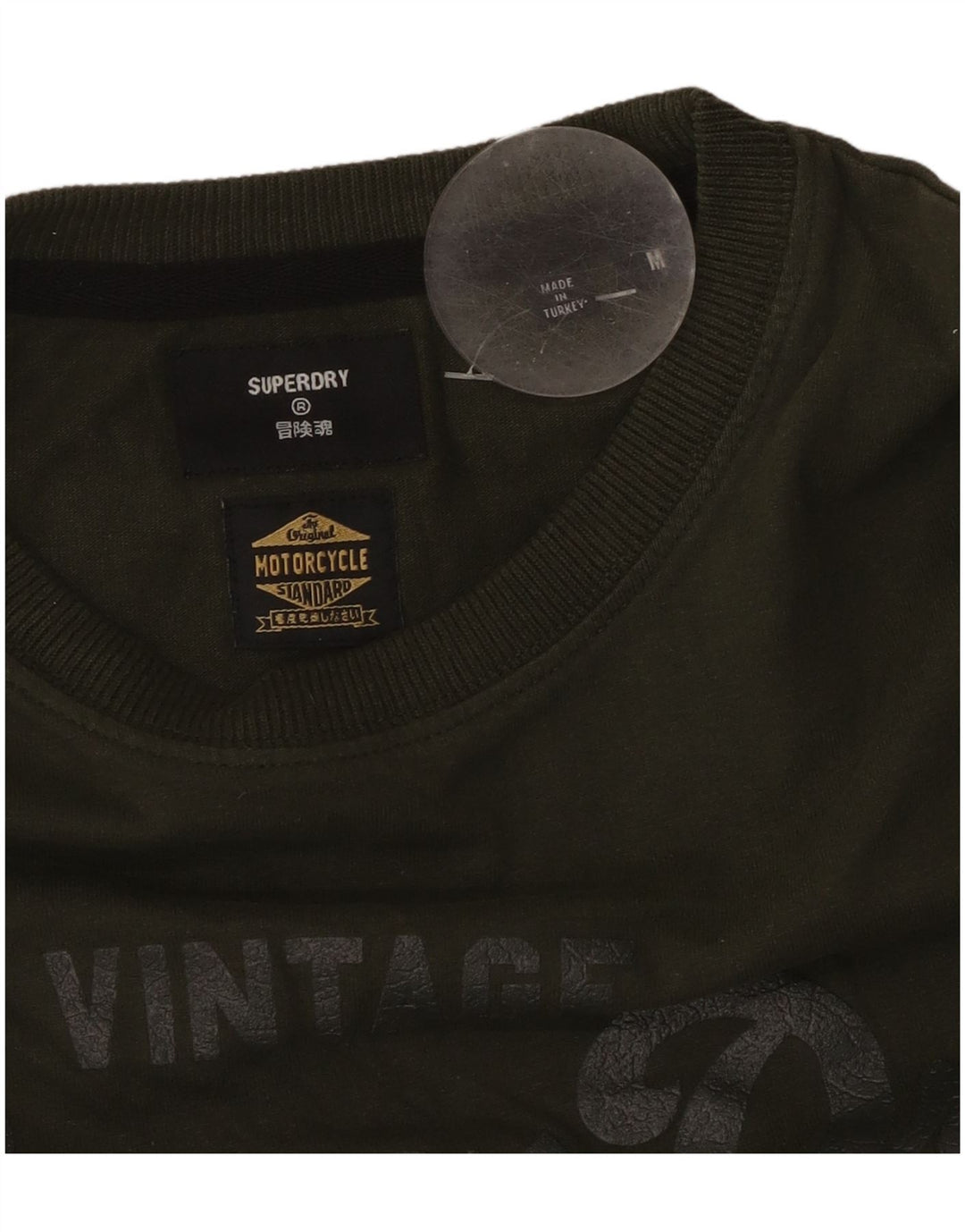 SUPERDRY Herre Motorcykel Grafisk T-Shirt Top Medium Khaki