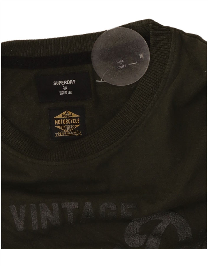 SUPERDRY Herre Motorcykel Grafisk T-Shirt Top Medium Khaki
