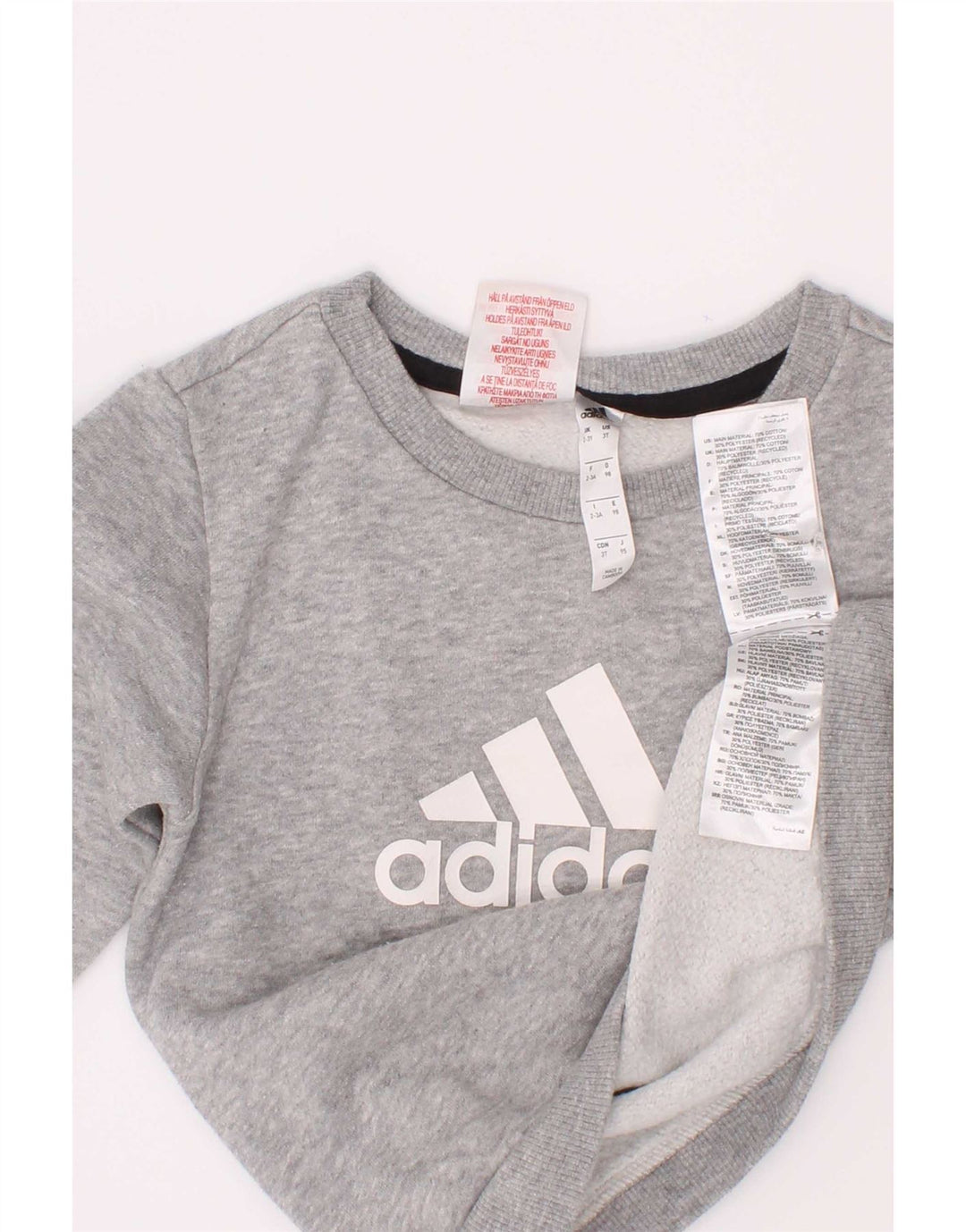 Adidas Boys Graphic Sweatshirt Jumper 2-3 år Grå Flecked Bomuld