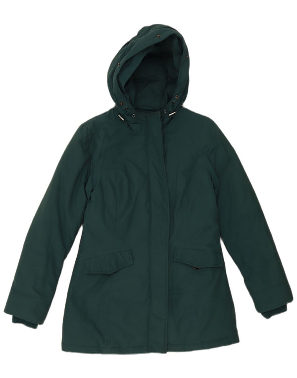 Rifle Dame Hætte Loose Fit Polstret Jakke UK 6 XS Grøn Bomuld