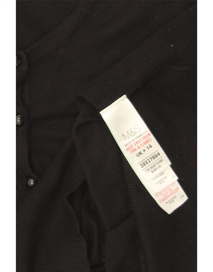Marks & Spencer Dame Cardigan Sweater UK 14 Stor Sort Viscose