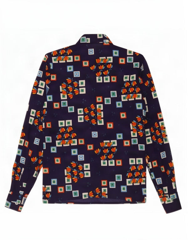 Vintage dameskjorte IT 52 2XL Marineblå Geometrisk