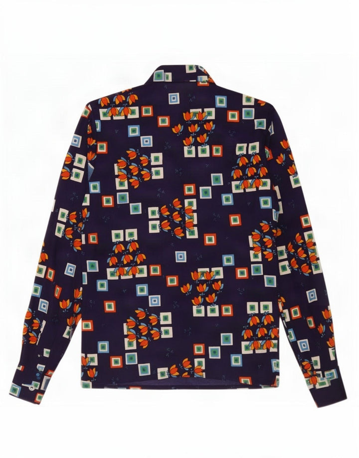 Vintage dameskjorte IT 52 2XL Marineblå Geometrisk