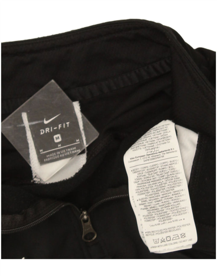 Nike Mens Dri Fit Zip Neck Pullover Tracksuit Top Medium Black Colourblock