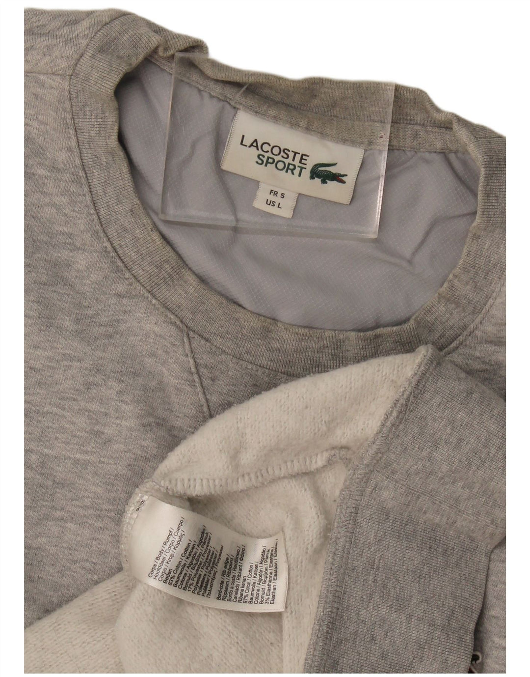 Lacoste Herre Sweatshirt Jumper Størrelse 5 Large Grå Bomuld