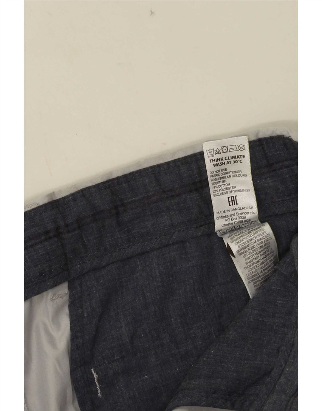 Marks & Spencer Chino Shorts til mænd W34 Large Grå Bomuld