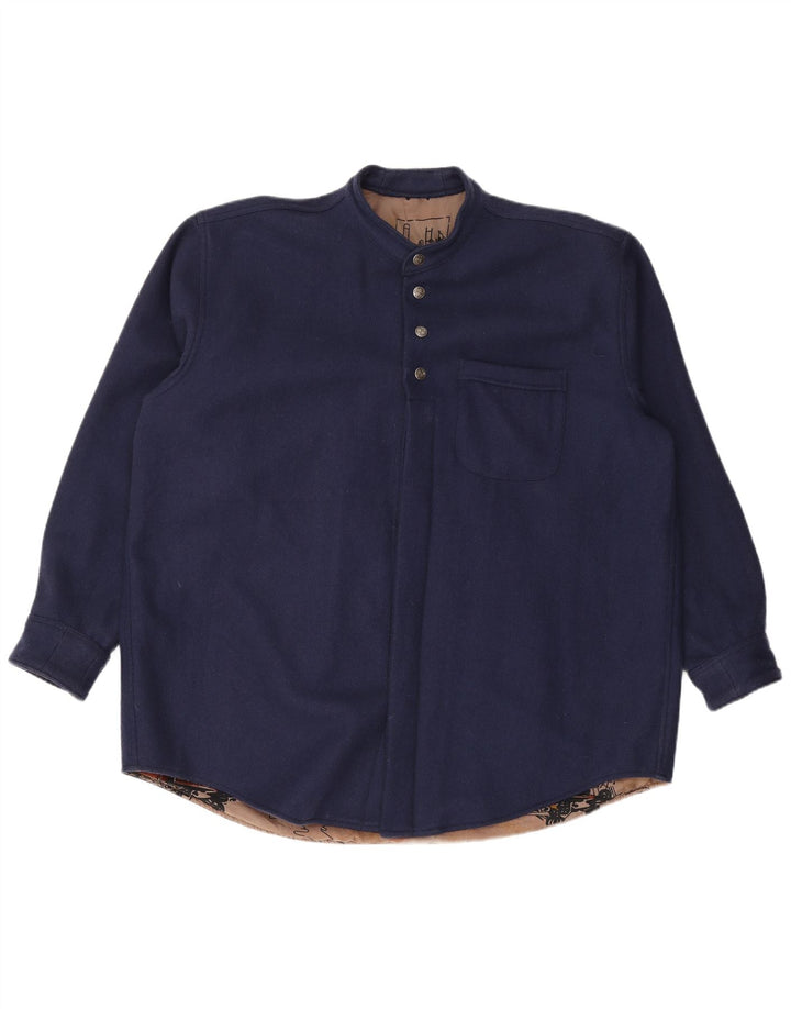 VINTAGE Herre Pullover Flanell Shirt 2XL Navy Blue