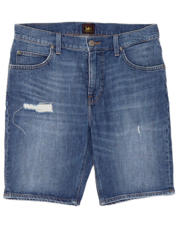 Lee Womens Rider Distressed Denim Shorts W31 Medium Blue Cotton