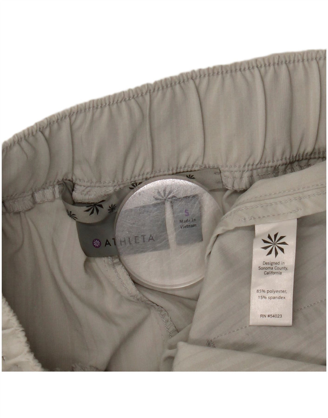ATHLETA sportsshorts til kvinder UK 10 små grå nålestribet polyester