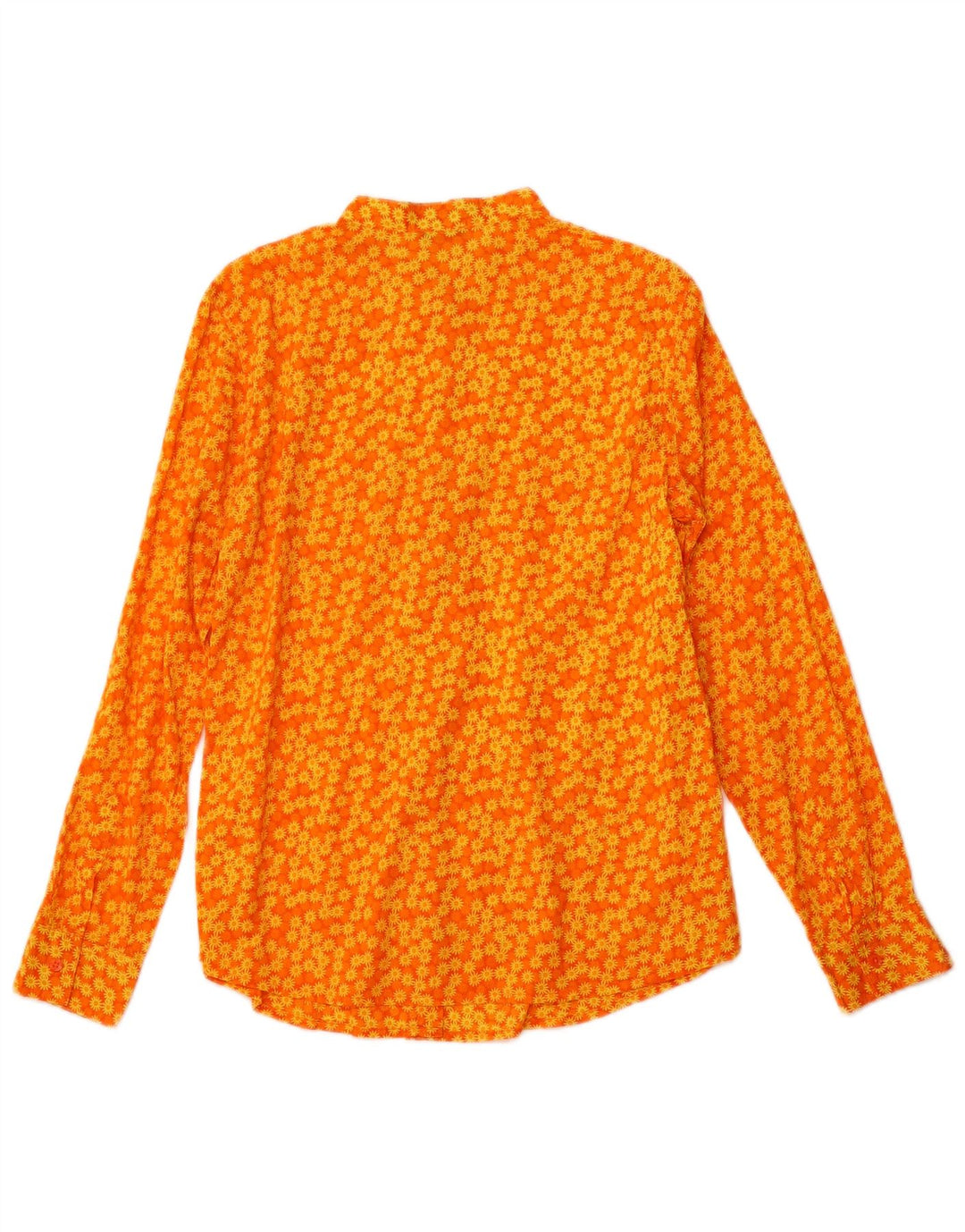BENETTON skjortebluse til kvinder UK 12 Medium Orange Floral