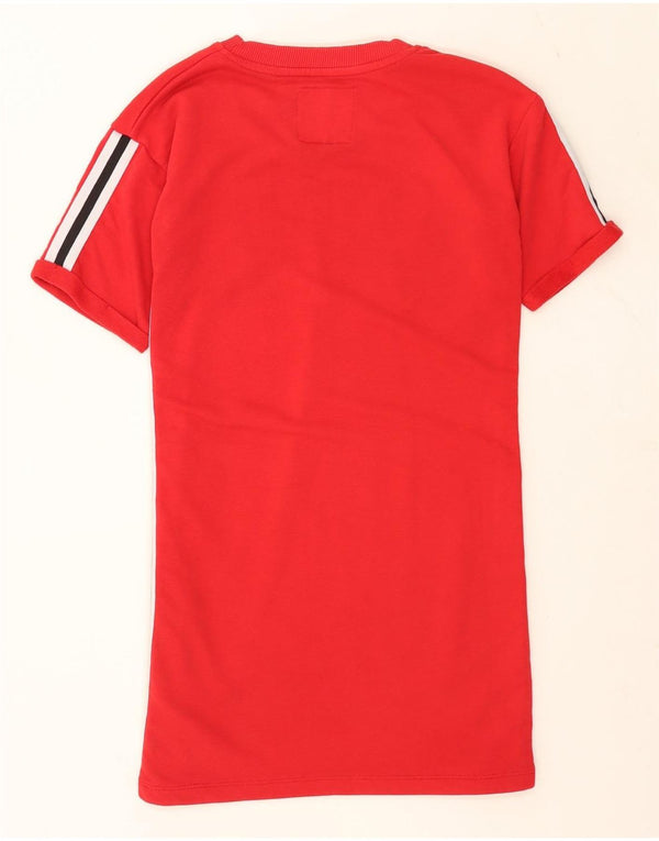 Superdry Womens T-Shirt Dress UK 6 XS Red Colourblock Cotton