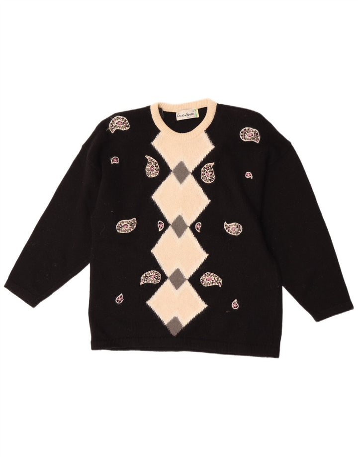 Cecilia Benetti Dame Crew Neck Jumper Sweater UK 16 Large Black