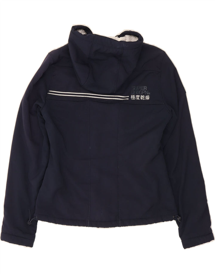 SUPERDRY Womens Graphic Hooded Windbreaker Jacket UK 12 Medium  Navy Blue Vintage Superdry and Second-Hand Superdry from Messina Hembry 