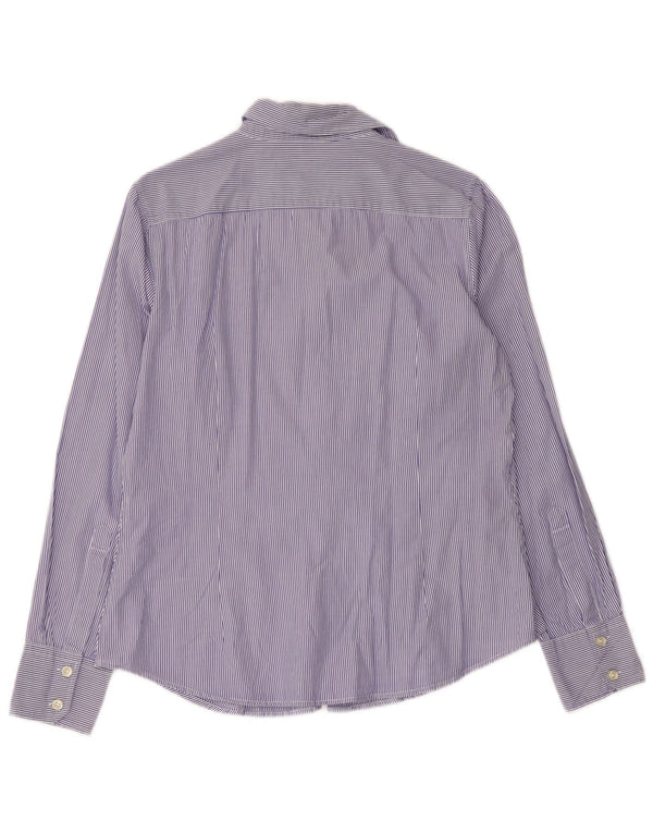 BENETTON Womens Shirt UK 16 Large Blue Pinstripe Cotton