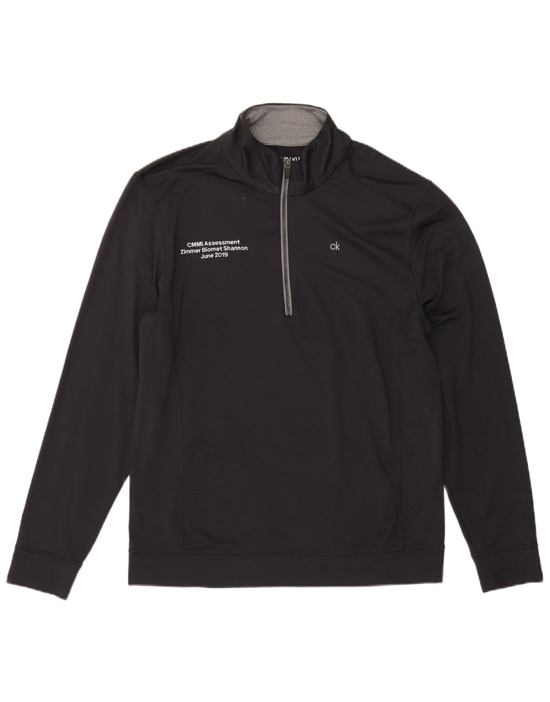 CALVIN KLEIN Herre Golf Grafisk Zip Neck Pullover Træningsdragt Top Stor Sort