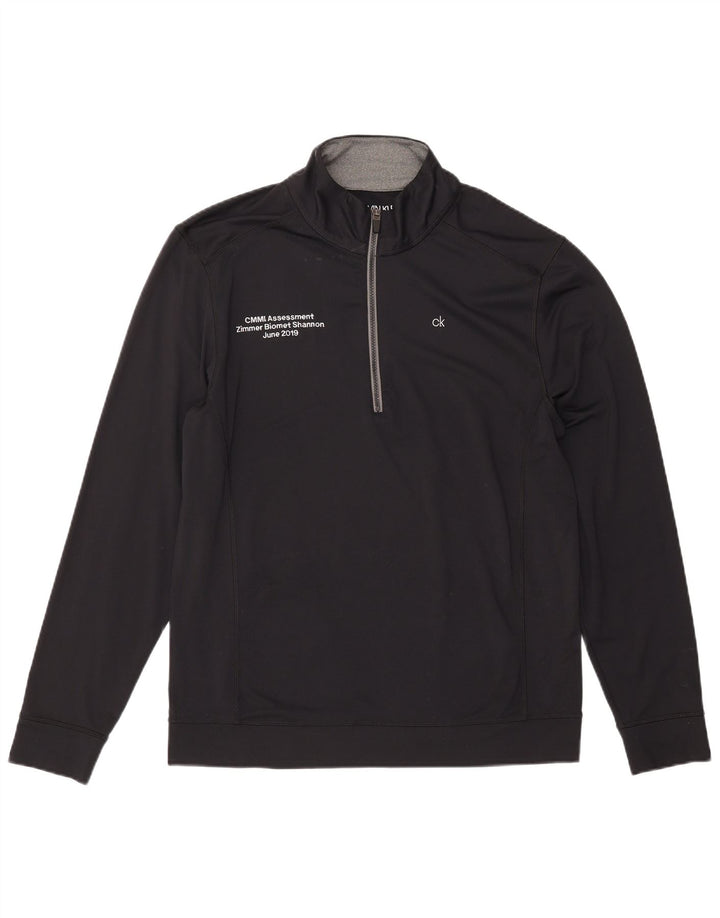 CALVIN KLEIN Herre Golf Grafisk Zip Neck Pullover Træningsdragt Top Stor Sort