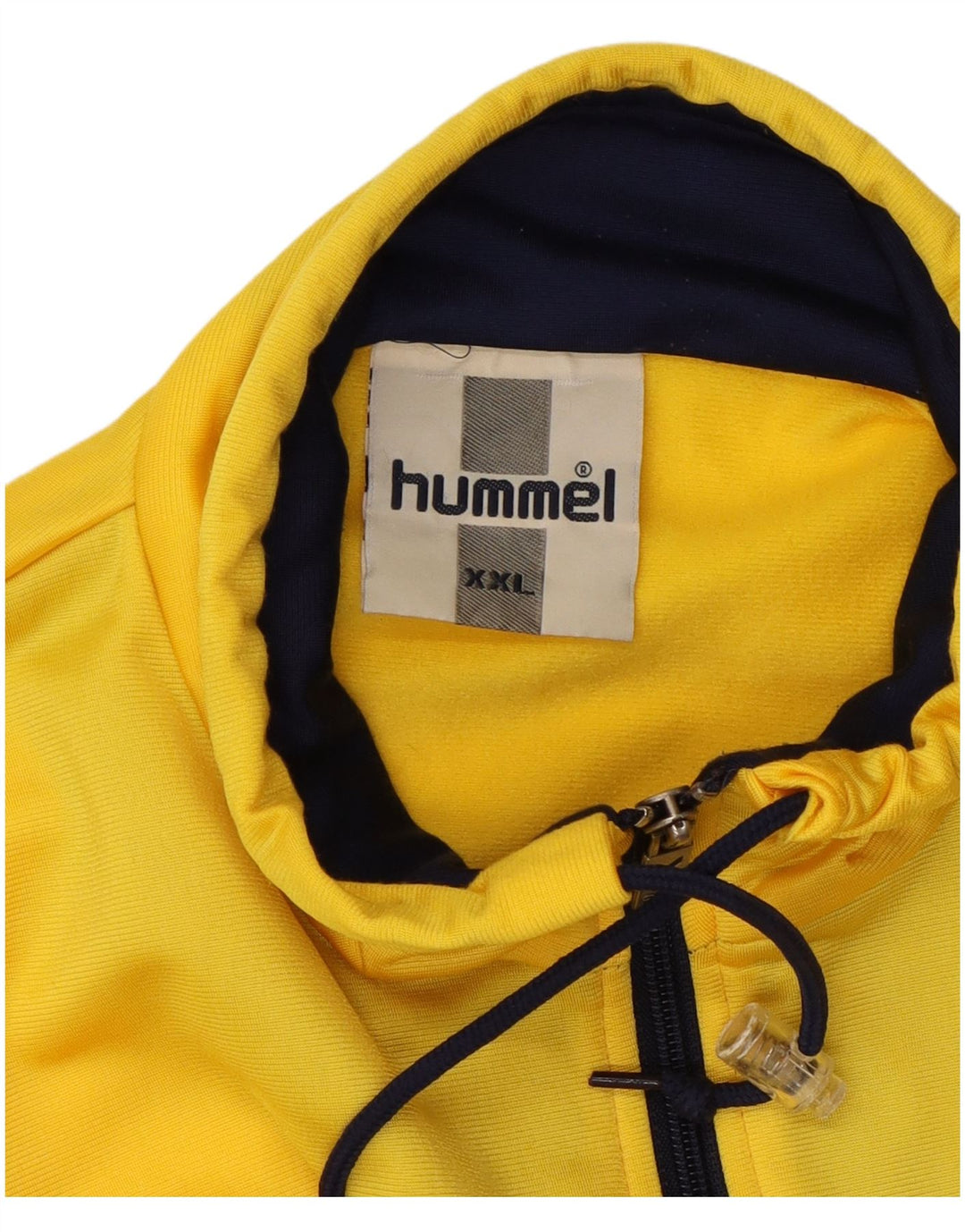 HUMMEL Mens Graphic Tracksuit Top Jacket 2XL Navy Blue Colourblock