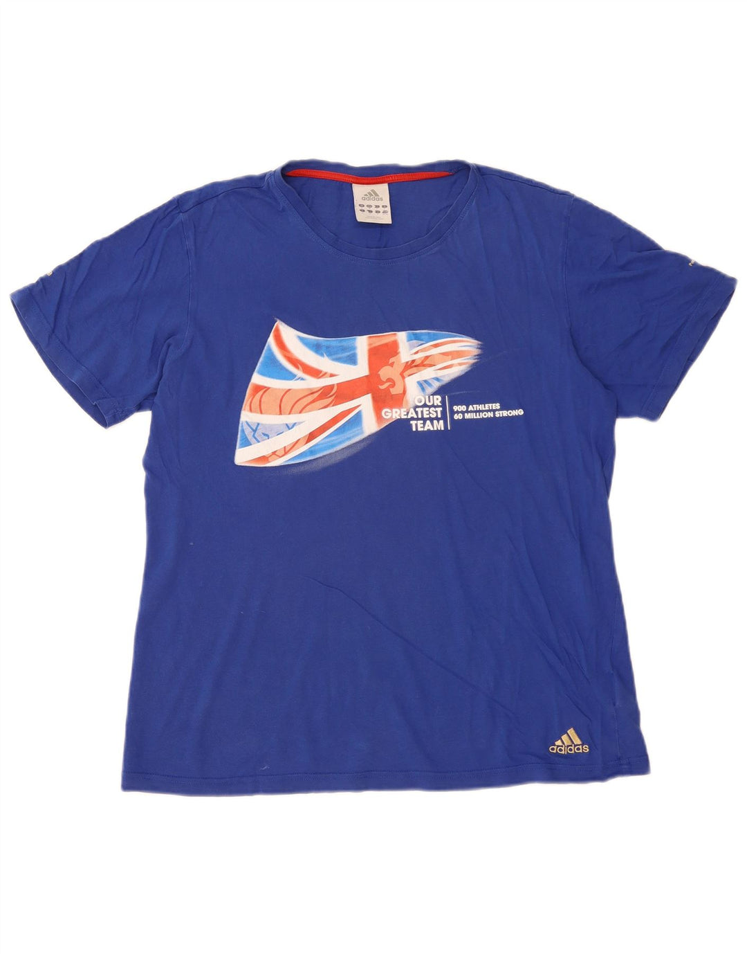 Adidas Grafisk T-shirt top mellemblå bomuld til mænd