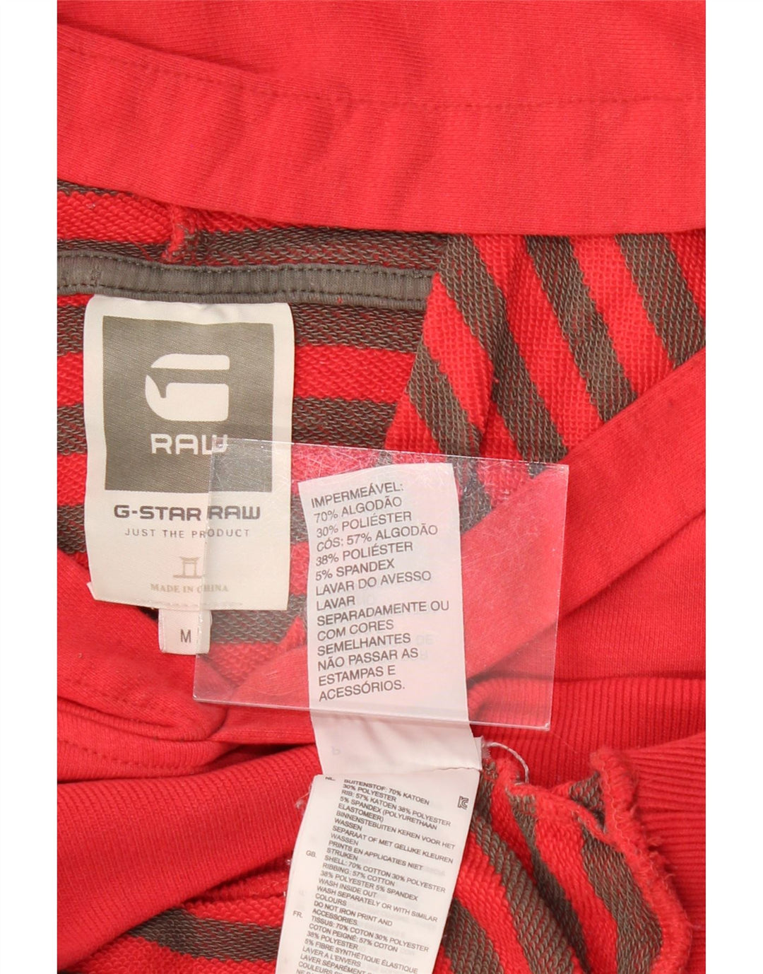 G-STAR Mens Graphic Hoodie Jumper Medium Red Striped Cotton Vintage G-Star and Second-Hand G-Star from Messina Hembry 